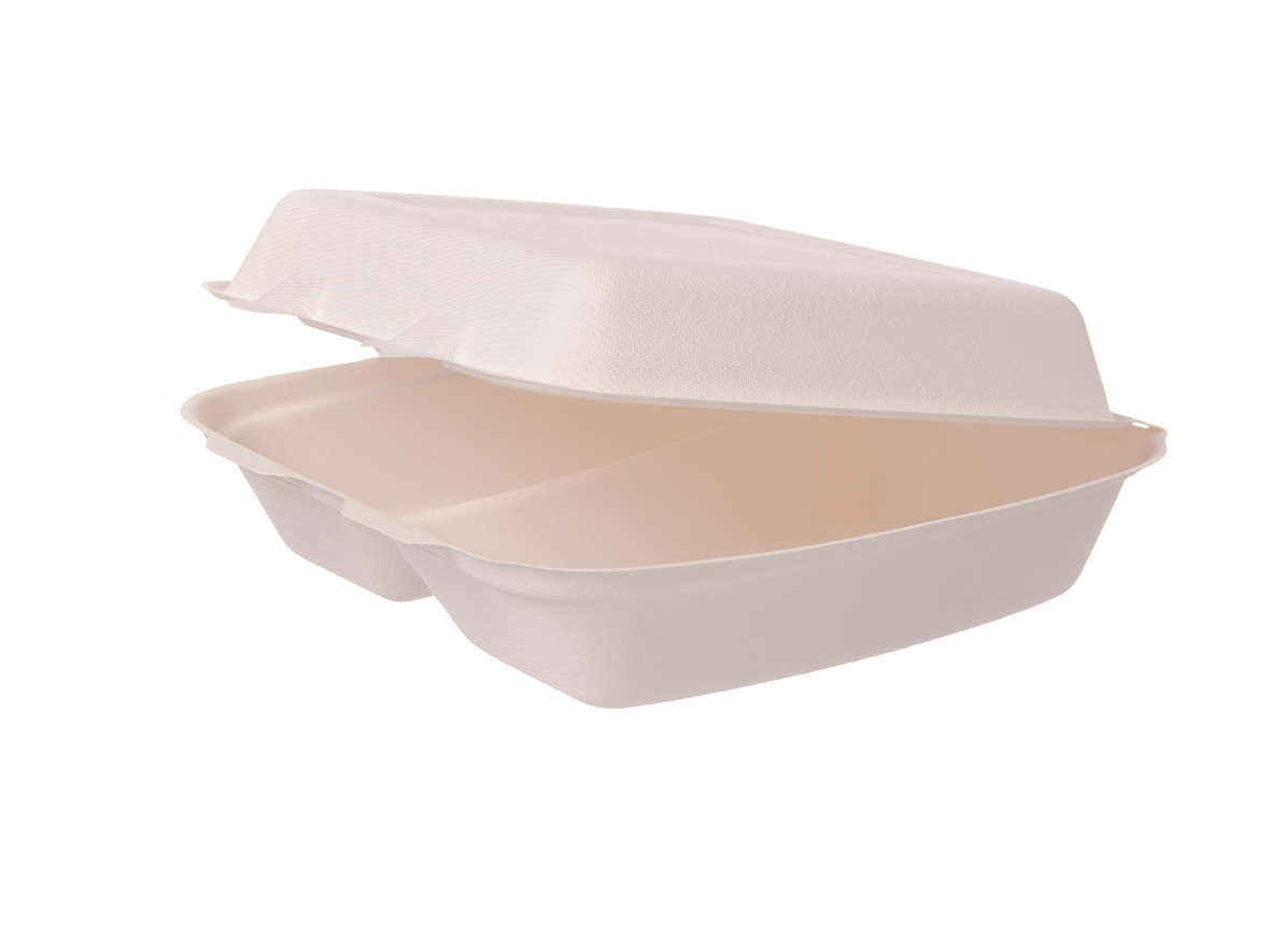 Menübox 2-geteilt Bagasse 244x244x70 cm - 200 Stück