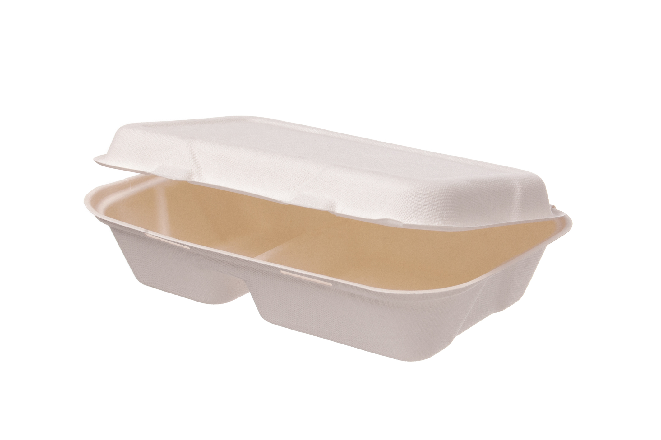 Lunchbox Menübox 2-geteilt Bagasse 240x160x65mm - 250 Stück