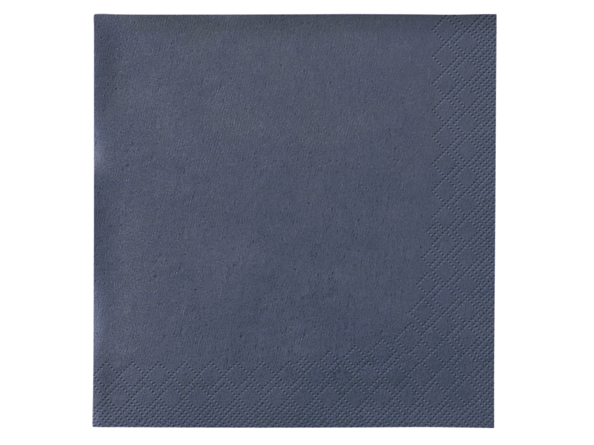 Prägeserviette Serviette 33x33cm 1-lagig 1/4 Falz Blau Geprägt - 2400 Stück