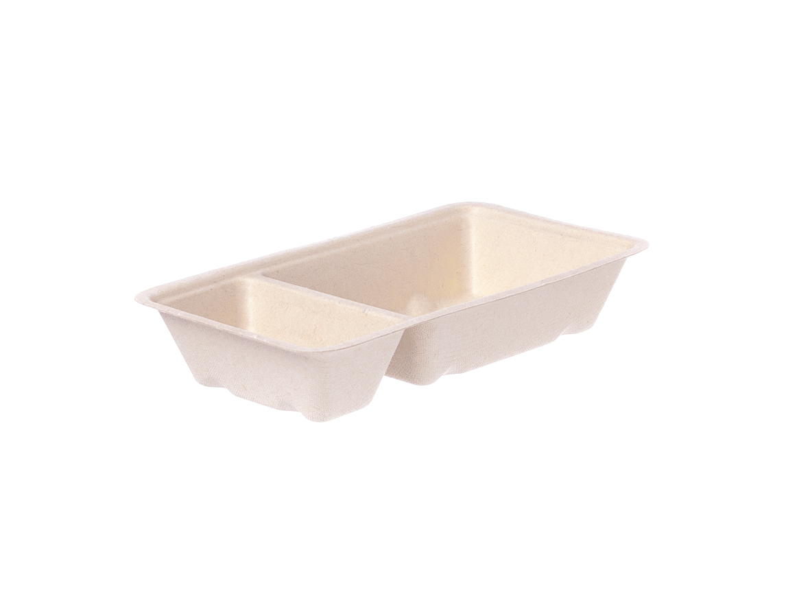 Snackschale 2-geteilt Bagasse 169x93x32mm - 800 Stück