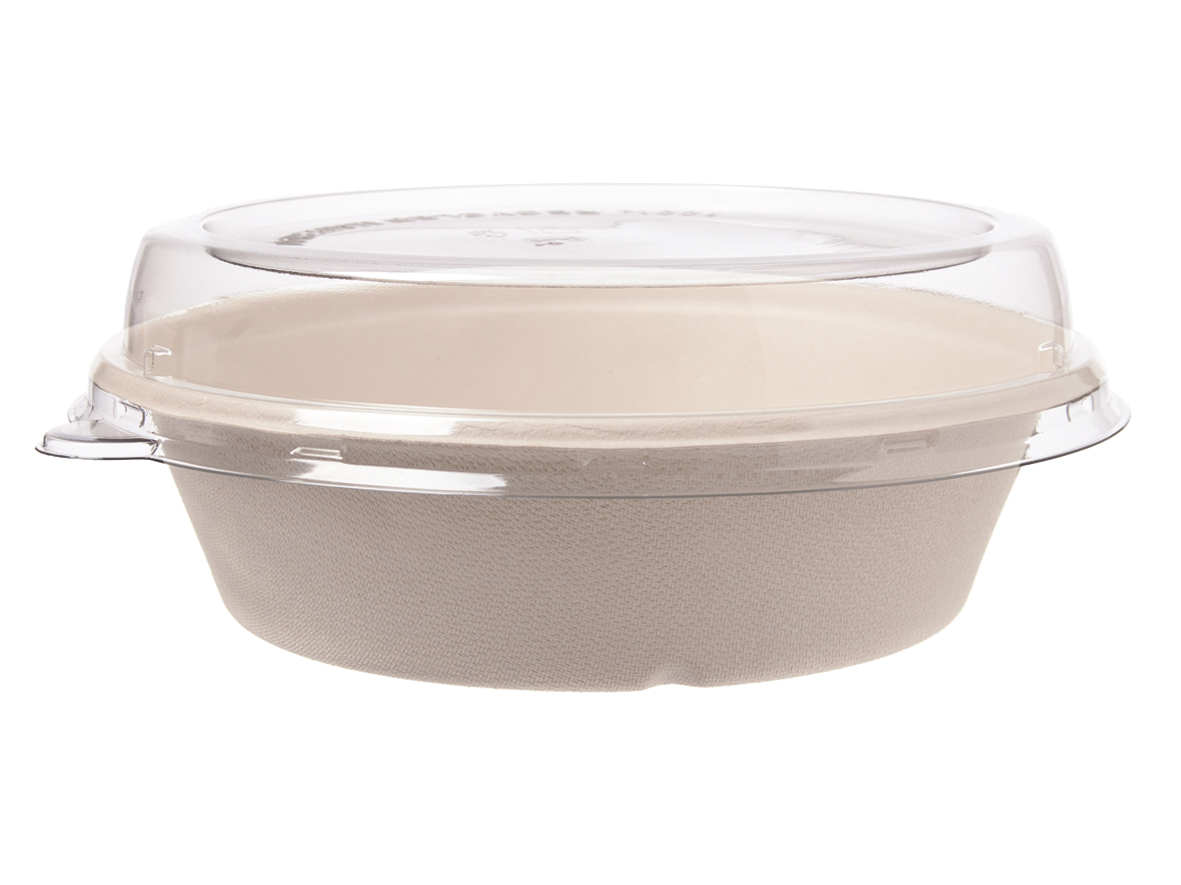 Einweg Salatschale mit Deckel 900ml braun Bagasse - 160 Stück