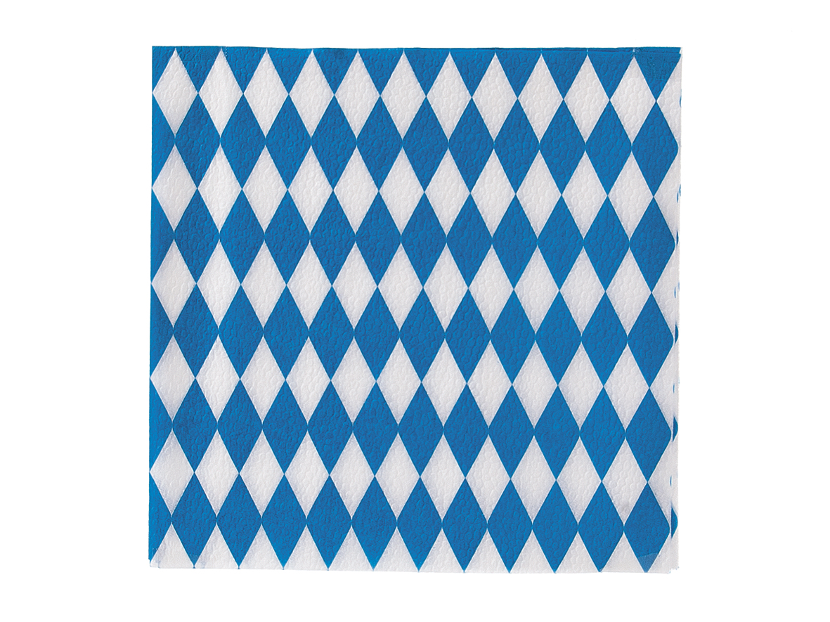 Serviette 33x33cm 1-lagig 1/4 Falz Bayerisch Blaue Raute - 4000 Stück