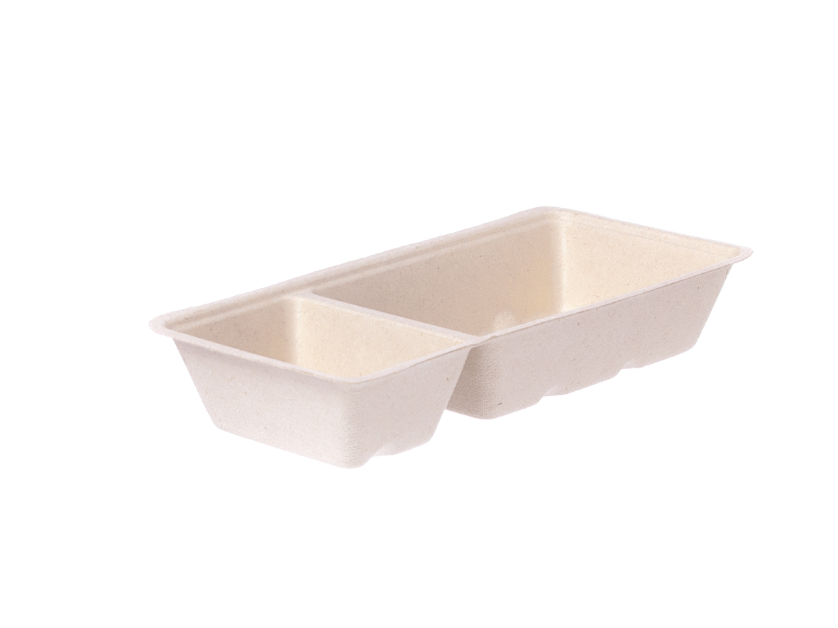 Snackschale 2-geteilt Bagasse 203x97x36mm - 800 Stück